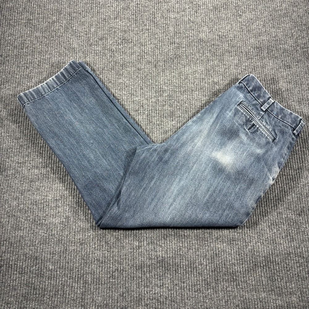 Roundtree & Yorke Denim Pants Mens 38x30 Blue Straight Leg Casual Chinos